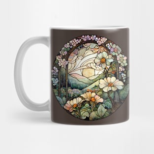 Moonlit Garden Art Nouveau Stained Glass Mug